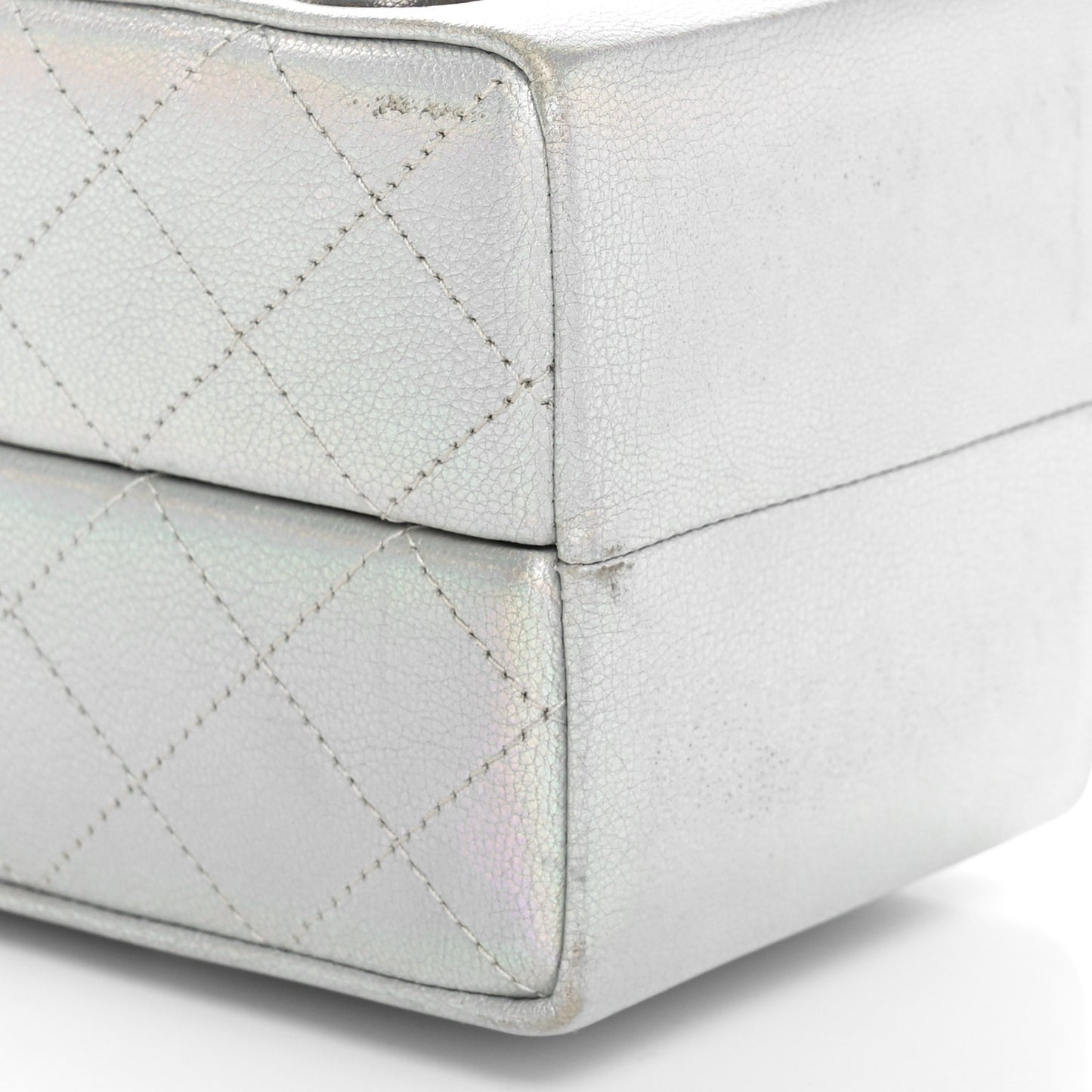 Metallic Goatskin Lait de Coco Milk Carton Bag Silver