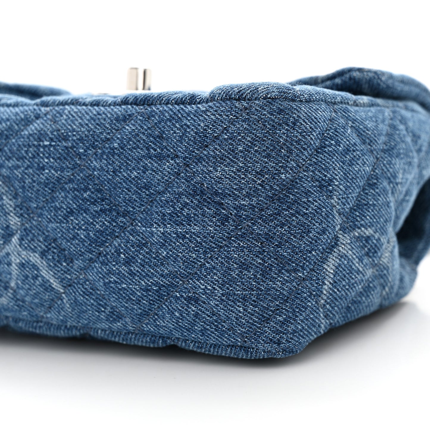 Denim CC Quilted Mini Square Flap Blue