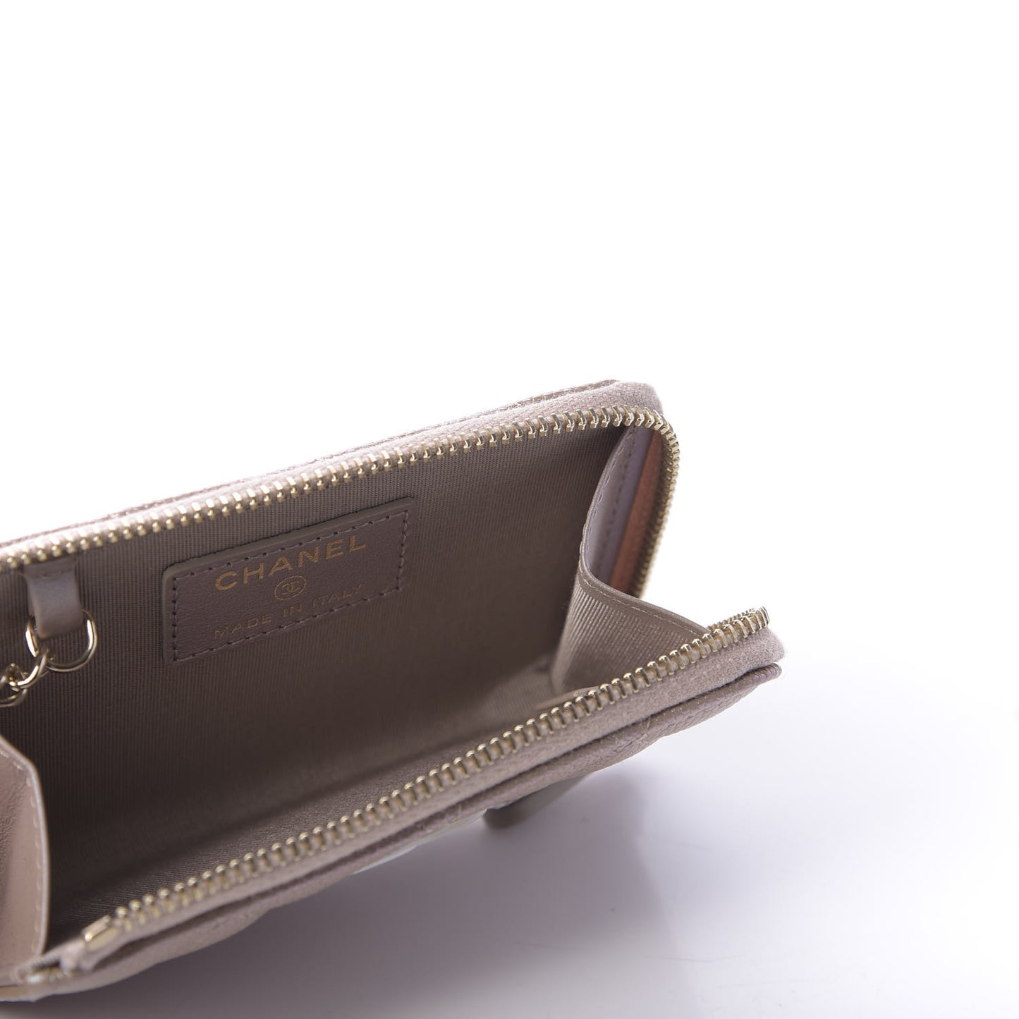 Iridescent Caviar Quilted Key Holder Case Light Gold