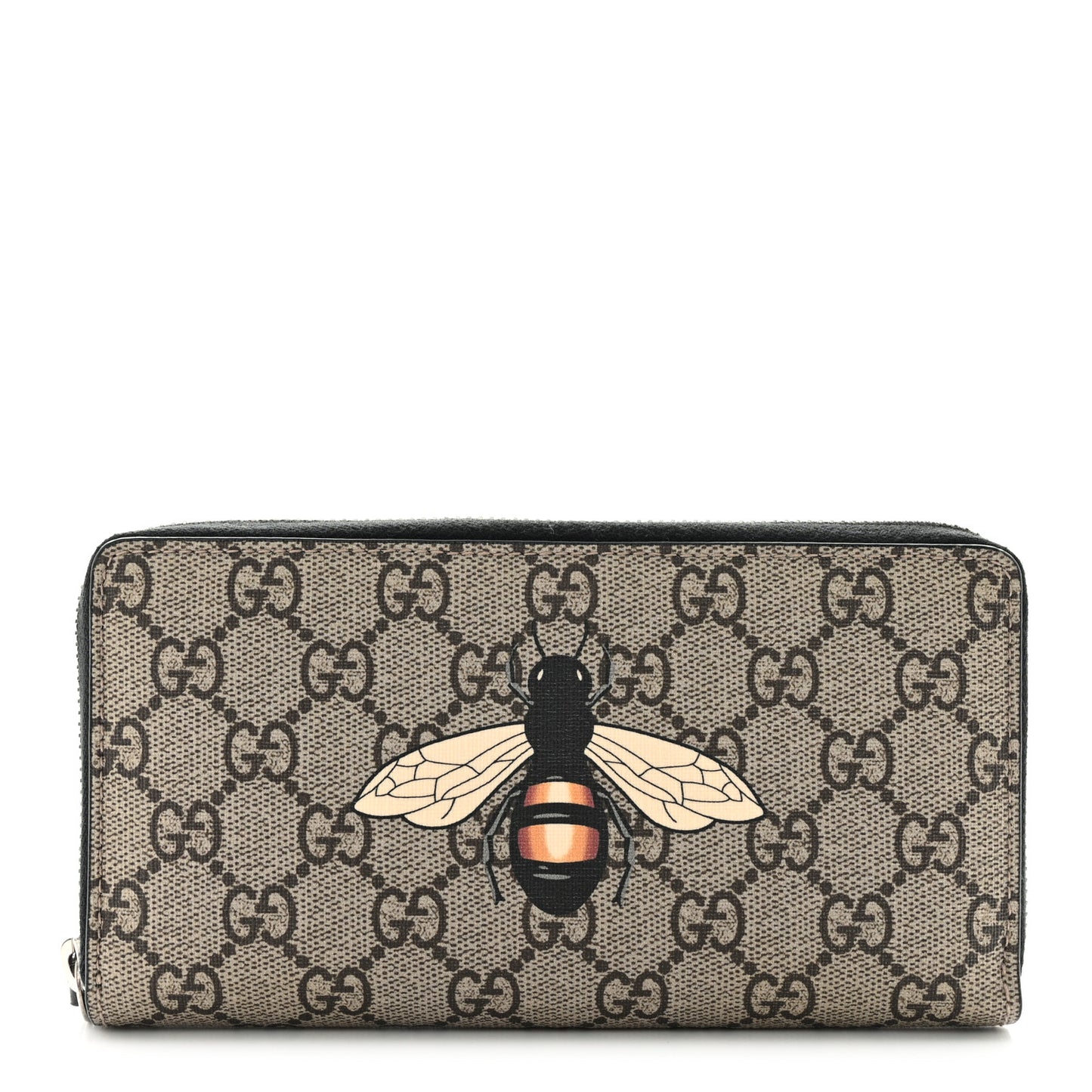 GG Supreme Monogram Bee Zip Around Wallet