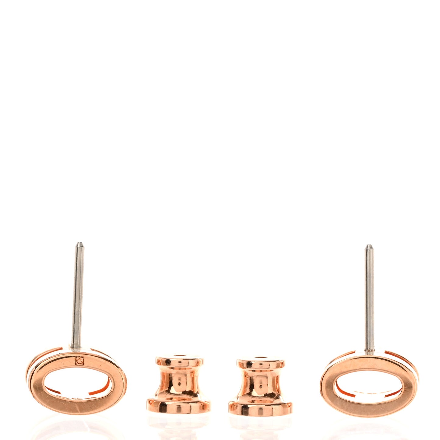 Rose Gold Lacquered Mini Pop H Earrings Marron Glace