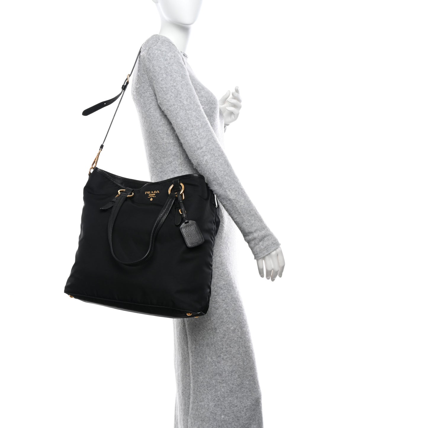Tessuto Nylon Vitello Daino Tote Black
