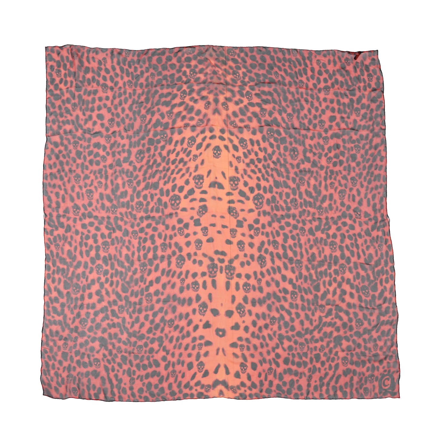 Silk Chiffon Leopard Skull Scarf Red