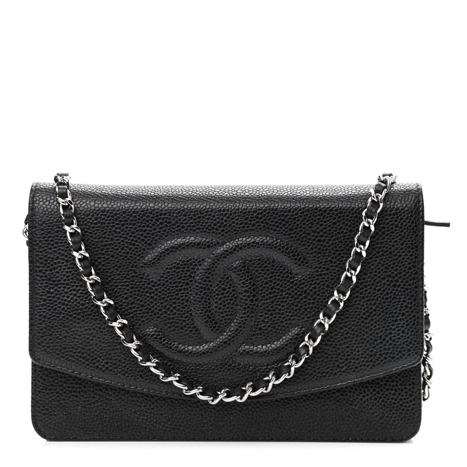 Chanel Caviar Timeless CC Wallet On Chain WOC Black 1 of 12