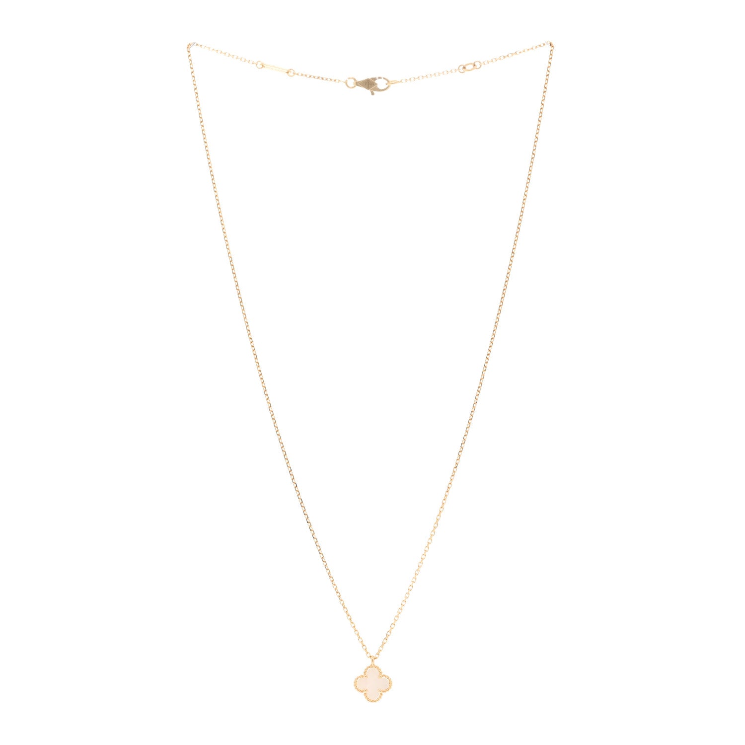 Van Cleef & Arpels 18K Yellow Gold Mother of Pearl Sweet Alhambra Pendant Necklace 3 of 5