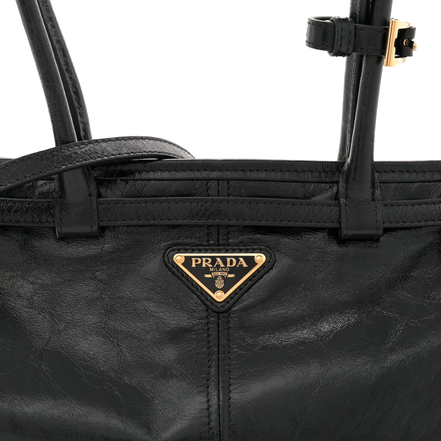Glossy Calfskin Triangle Medium Bonnie Shoulder Bag Black