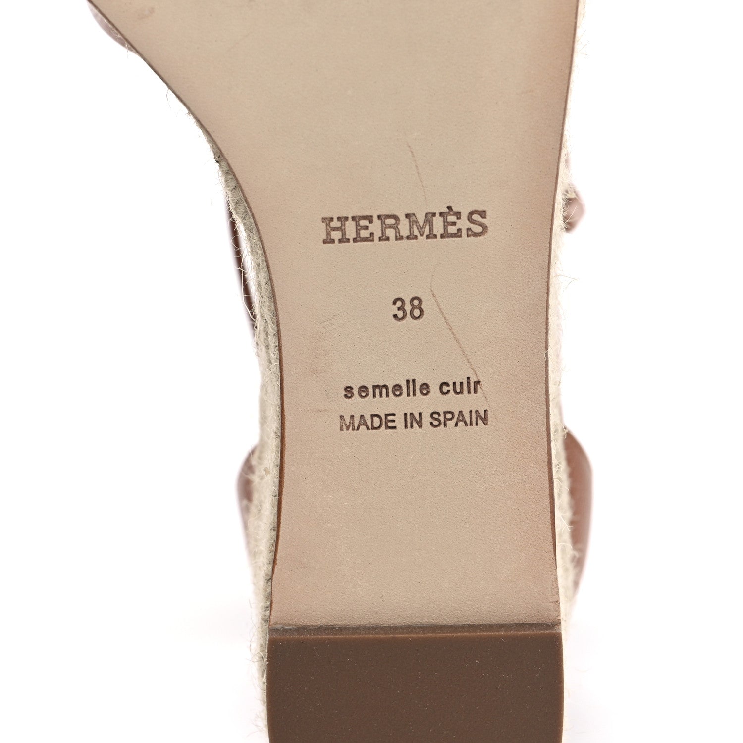Hermes Goatskin Elda Espadrille Wedge Sandals 38 Natural 6 of 8