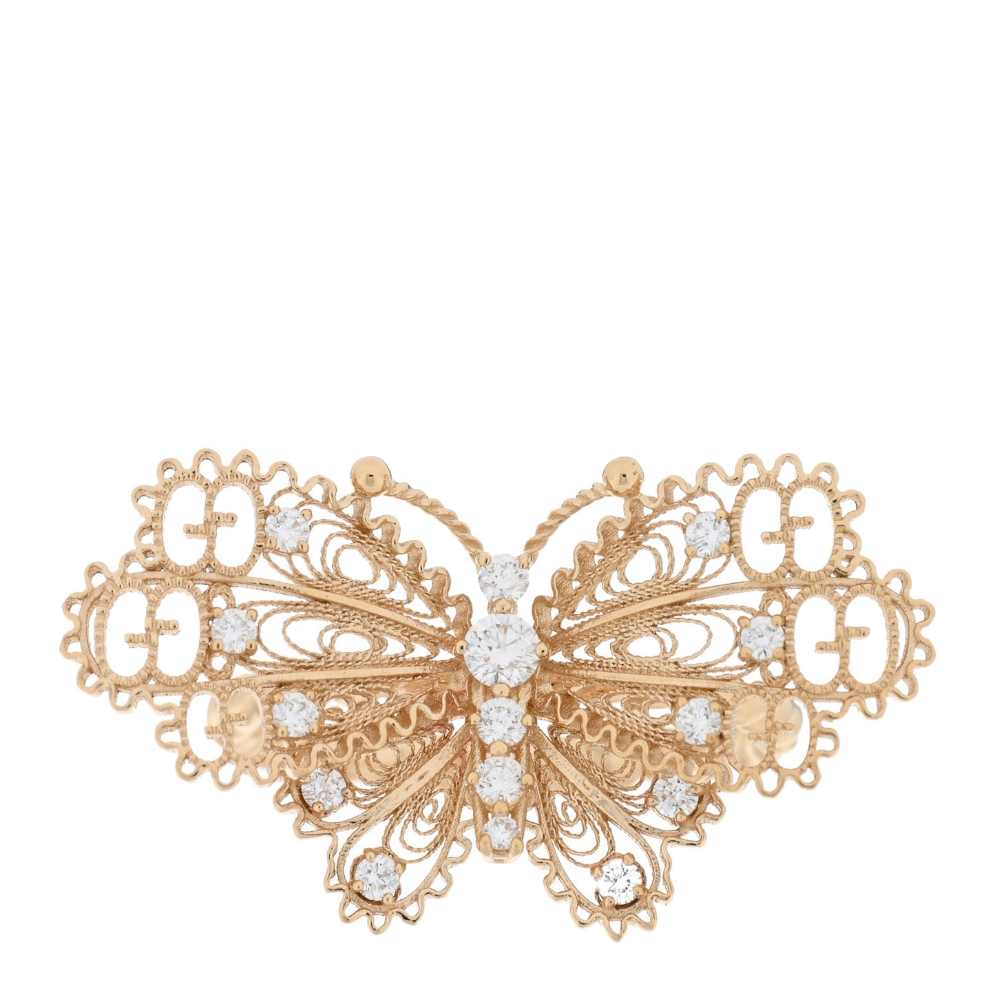 18K Yellow Gold Diamond Butterfly Ring 51 5.75