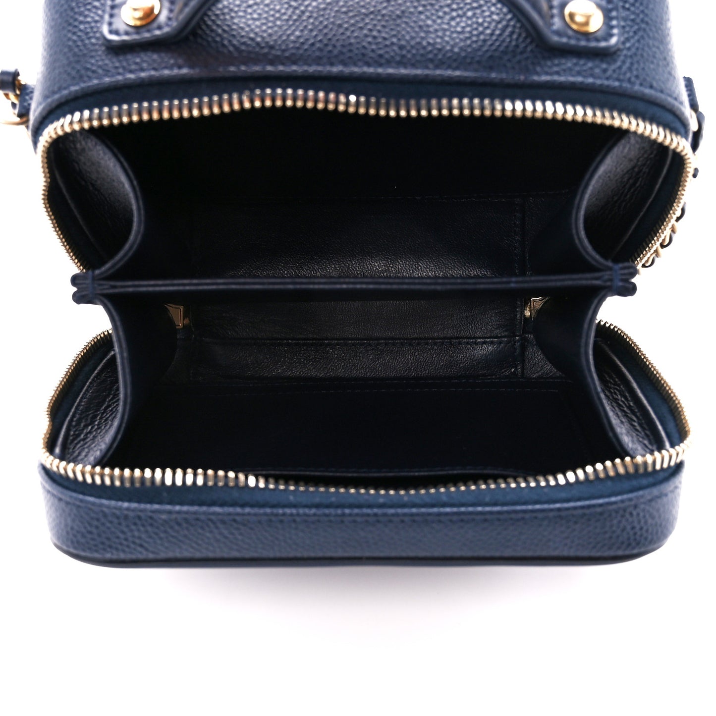 Caviar Quilted Small CC Filigree Vanity Case Navy