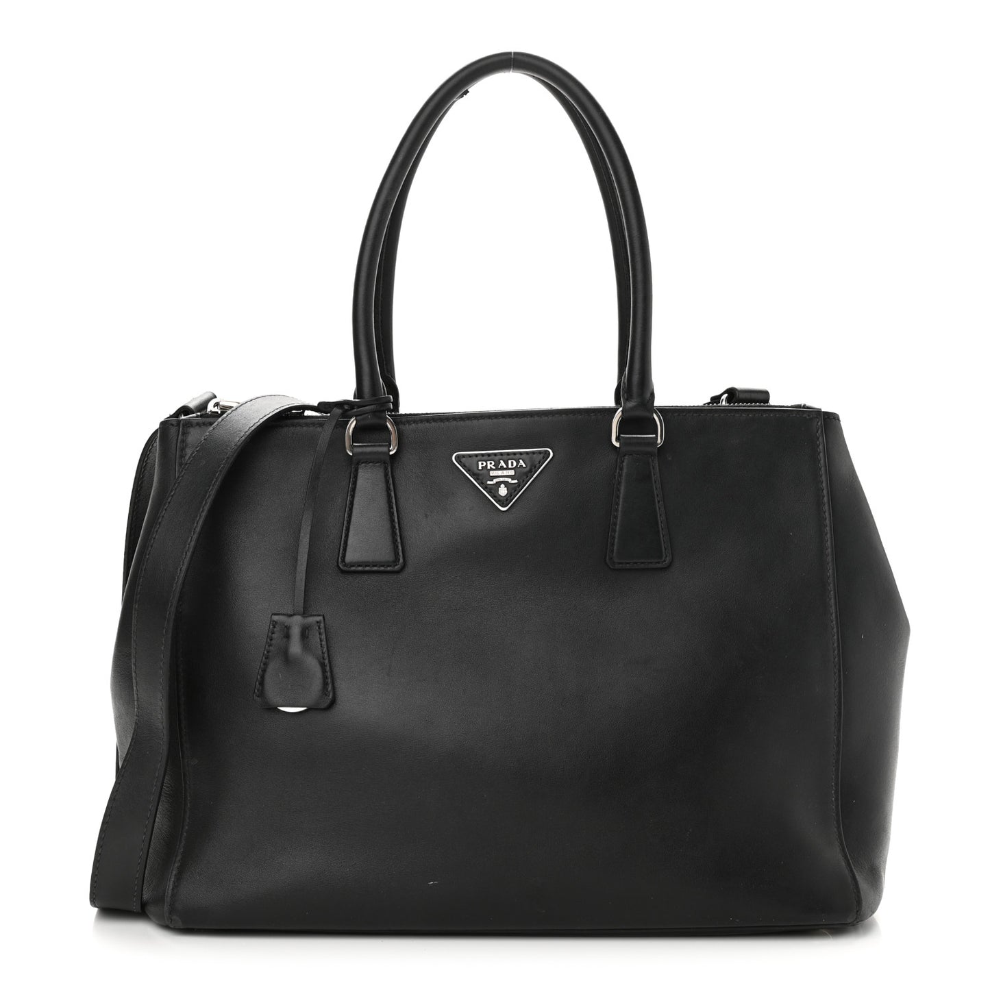 Soft Calfskin Galleria Double Zip Tote Black