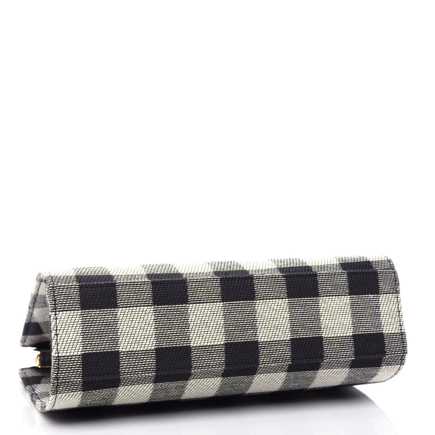Canvas Check Elegant Top Handle Bag Black White