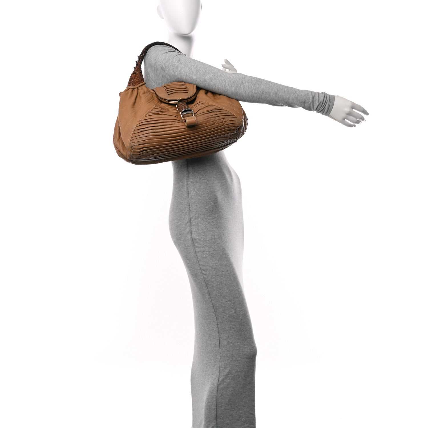 Fendi Nappa Pleated Nuvolata Spy Bone 2 of 16