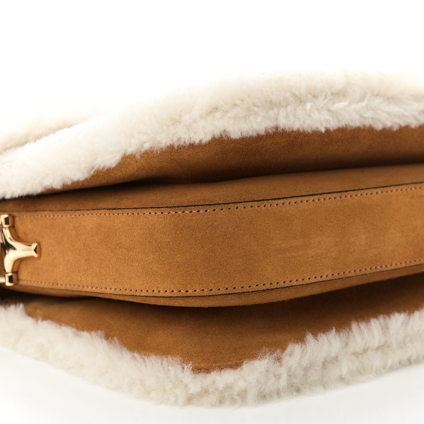 Suede Shearling Horsebit 1955 Shoulder Bag Brown