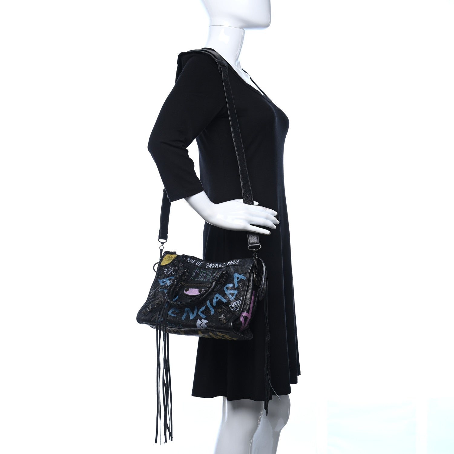 Balenciaga Agneau Graffiti All Over Classic Hardware S City Black Multicolor 2 of 10