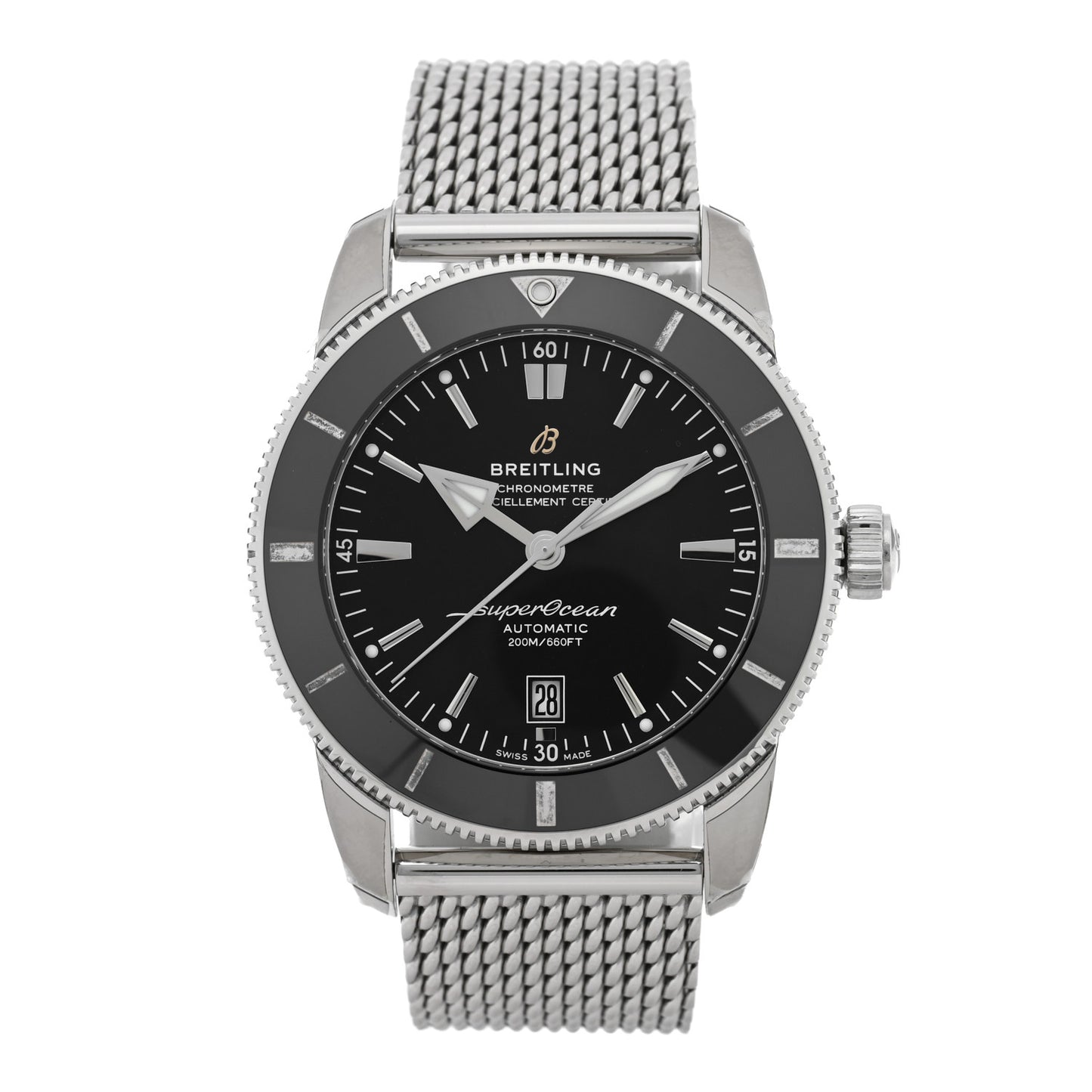 Stainless Steel 44mm Superocean Heritage II B20 Automatic Watch Black AB2020121B1A1