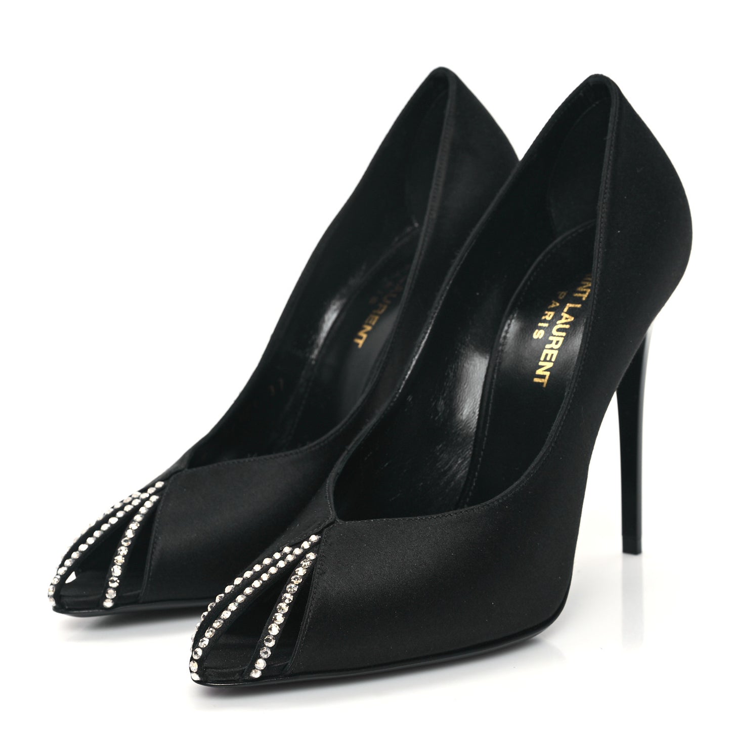 Satin Crystal Martinique 110 Pump 37 Black