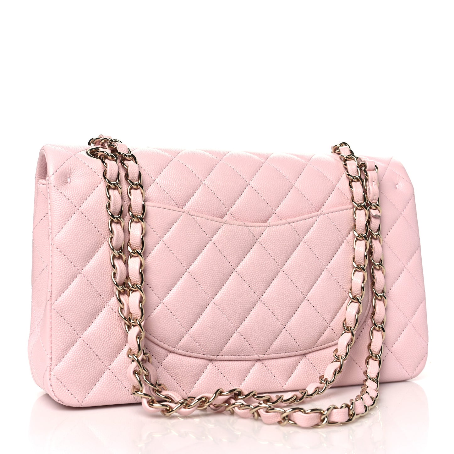 Caviar Quilted Medium Double Flap Light Pink