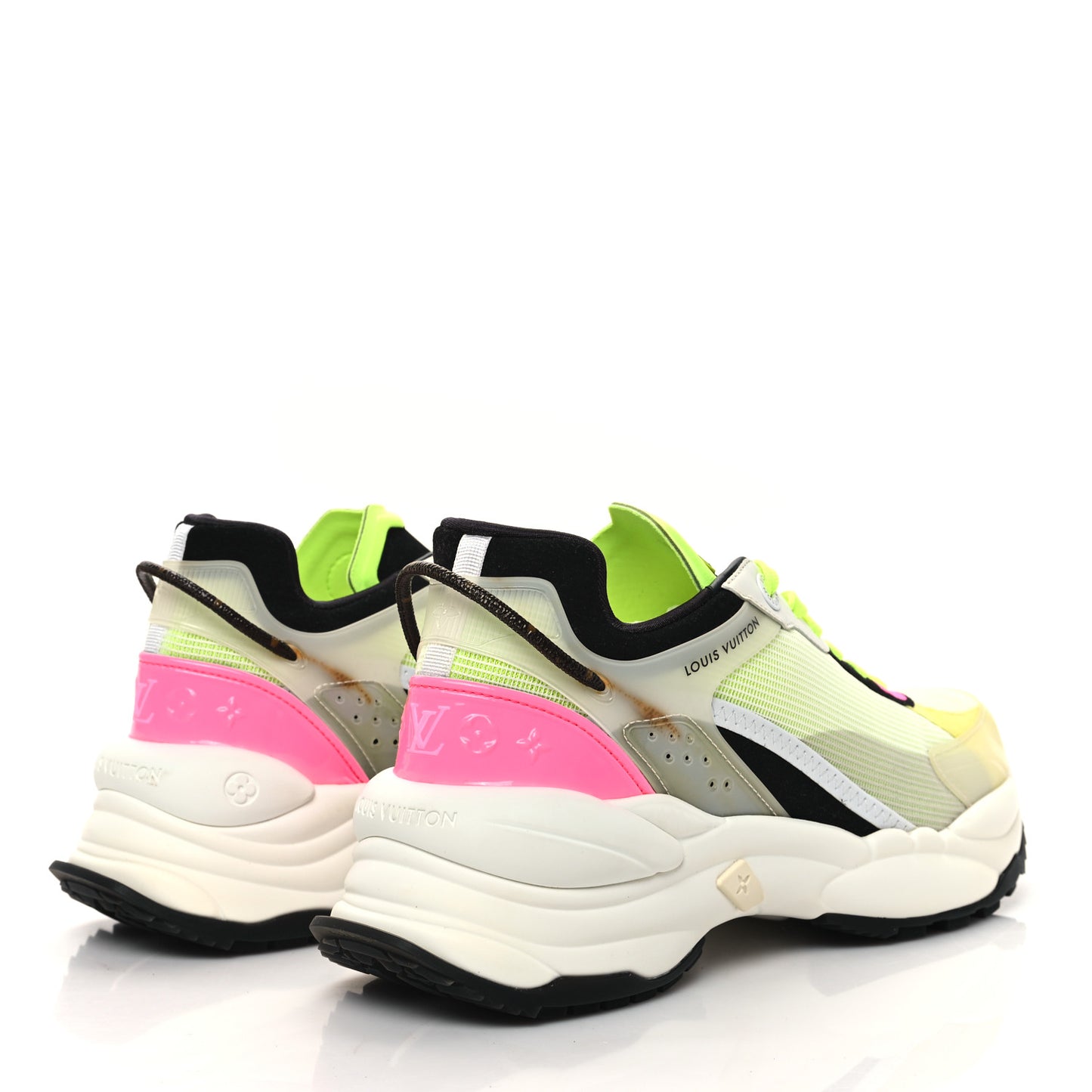 Monogram Calfskin Run 55 Sneakers 40 Pink White Yellow