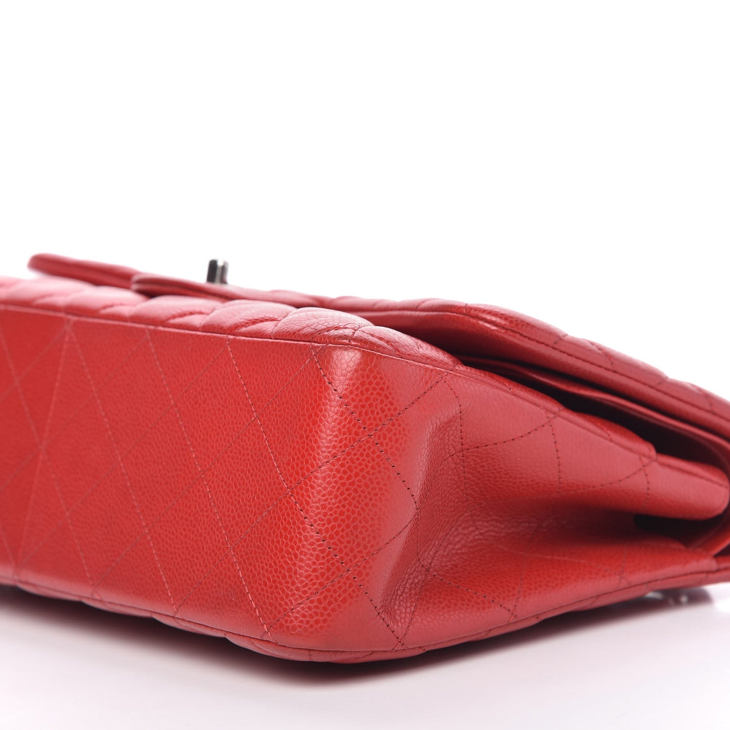 Caviar Quilted Jumbo Double Flap Red