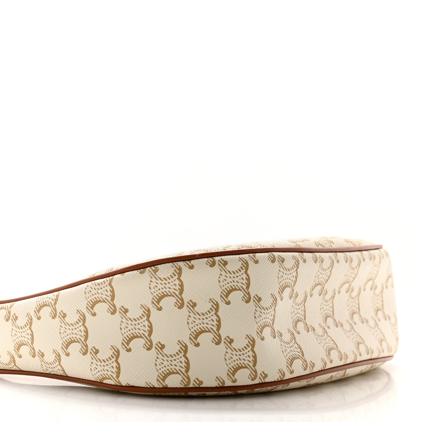 Canvas Calfskin Ava Triomphe Shoulder Bag White