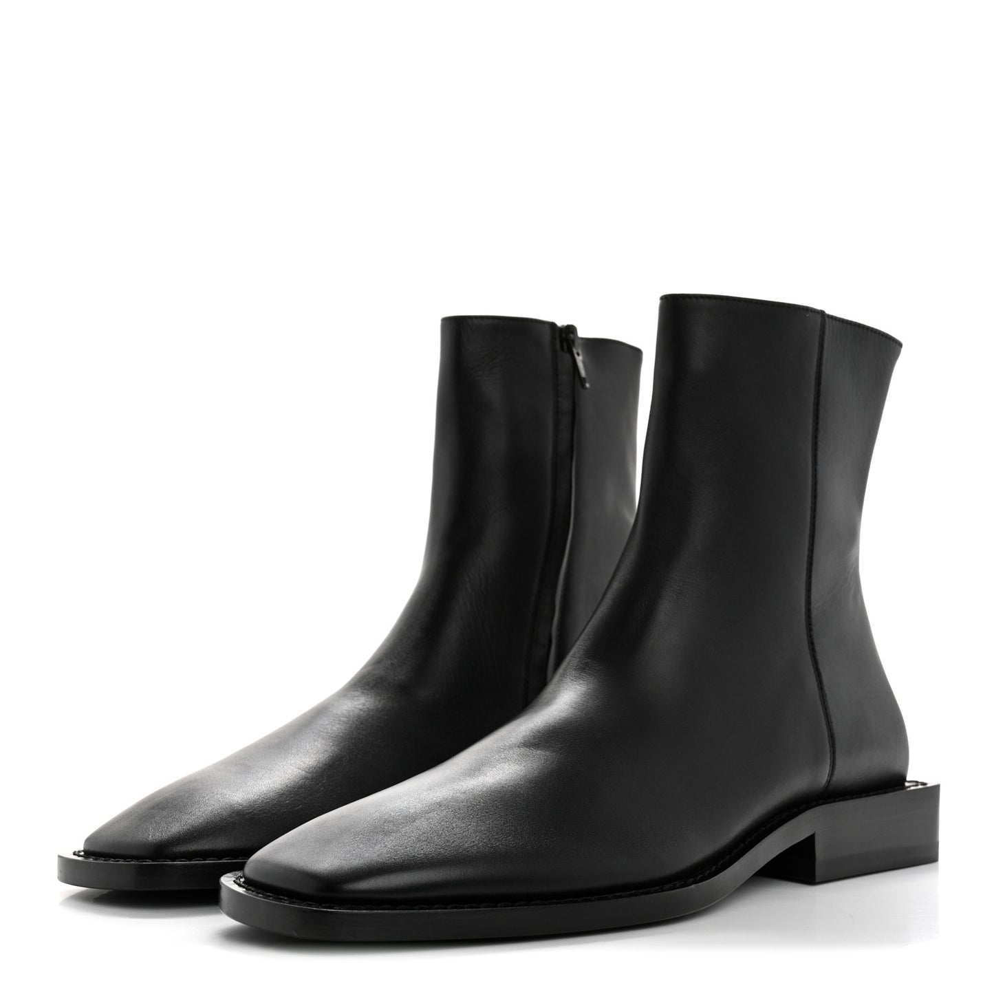Calfskin Soft Rim Ankle Booties 40 Black