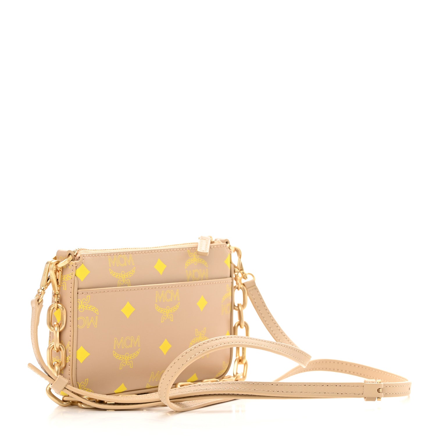 MCM Calfskin Color Splash Mini Pouch on Chain Croissant 3 of 12