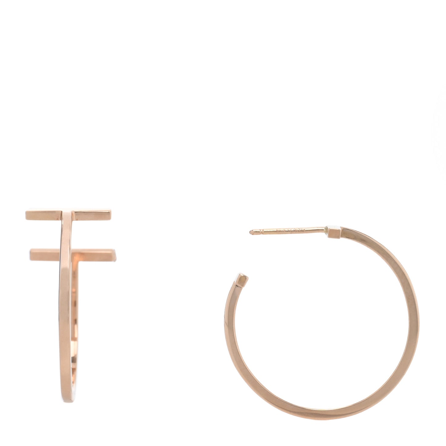 18K Rose Gold Medium T Wire Hoop Earrings