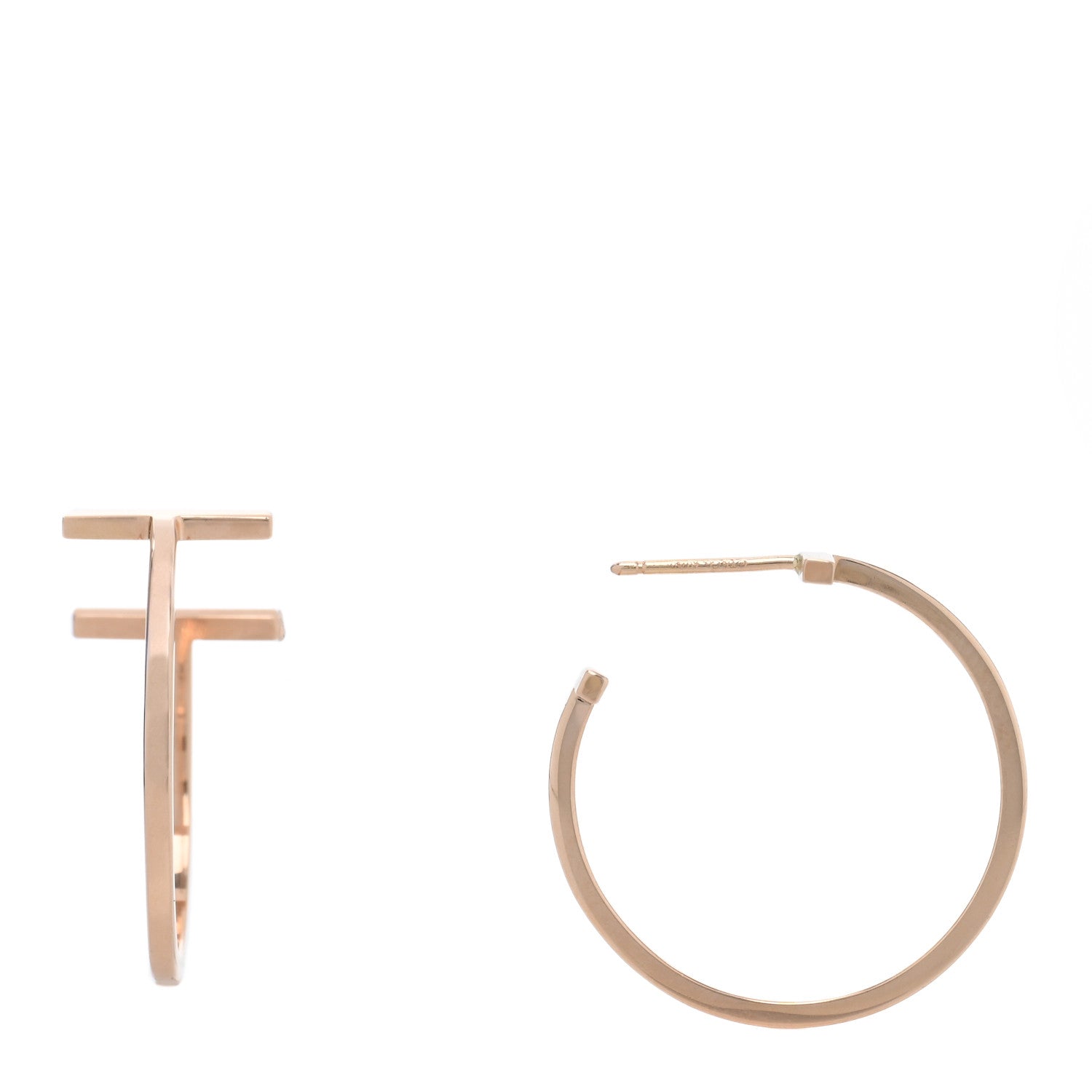 Tiffany 18K Rose Gold Medium T Wire Hoop Earrings 1 of 4