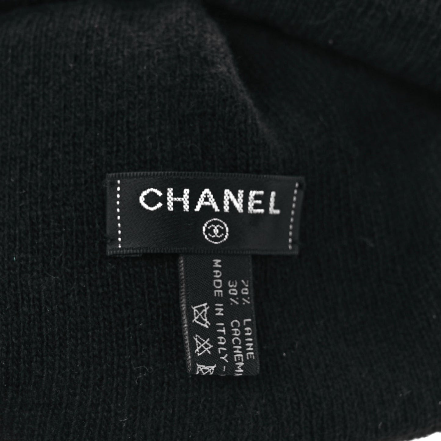 Wool Cashmere Logo Beanie Hat Black Light Grey
