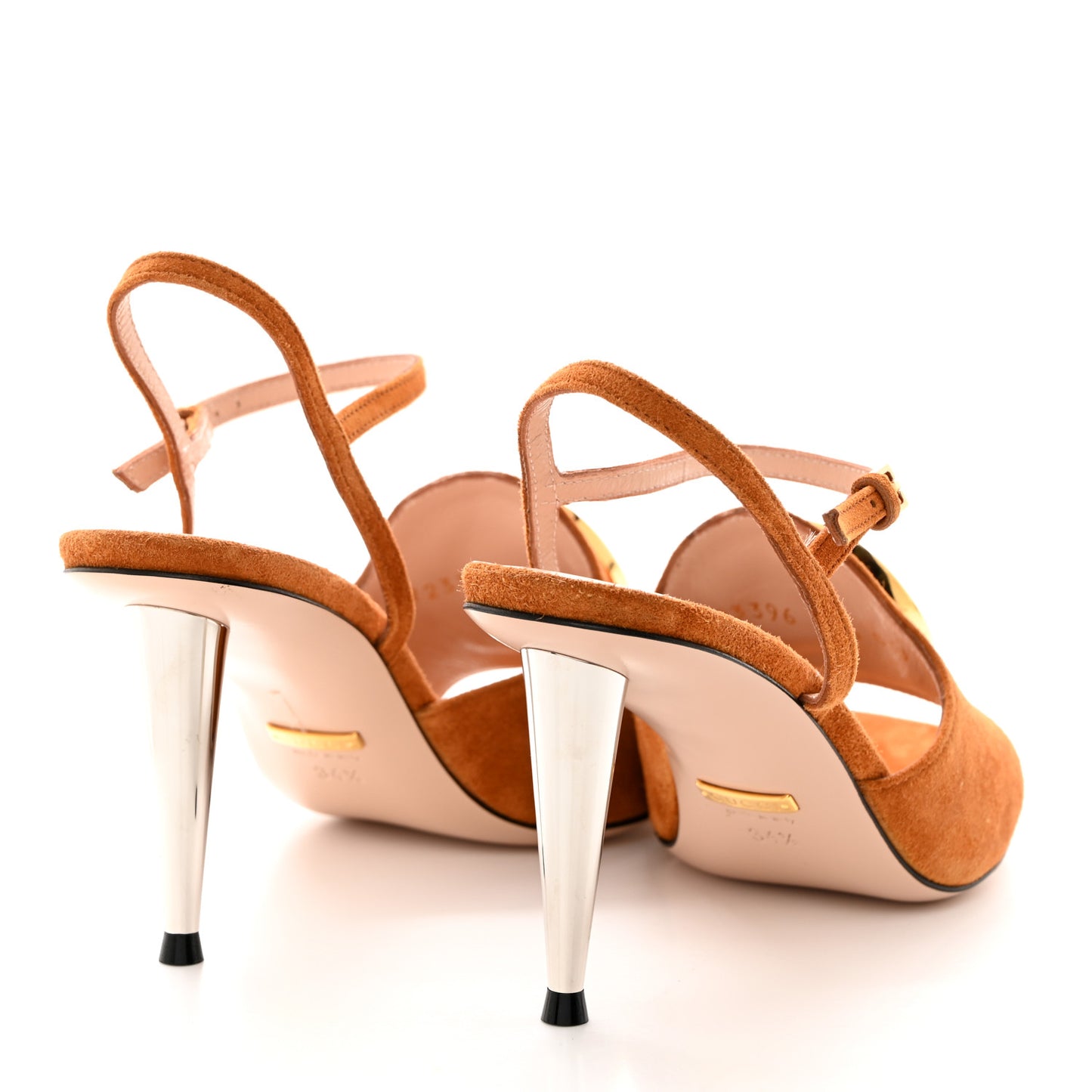 Suede Blondie 85mm Slingback Sandals 34.5 Cognac
