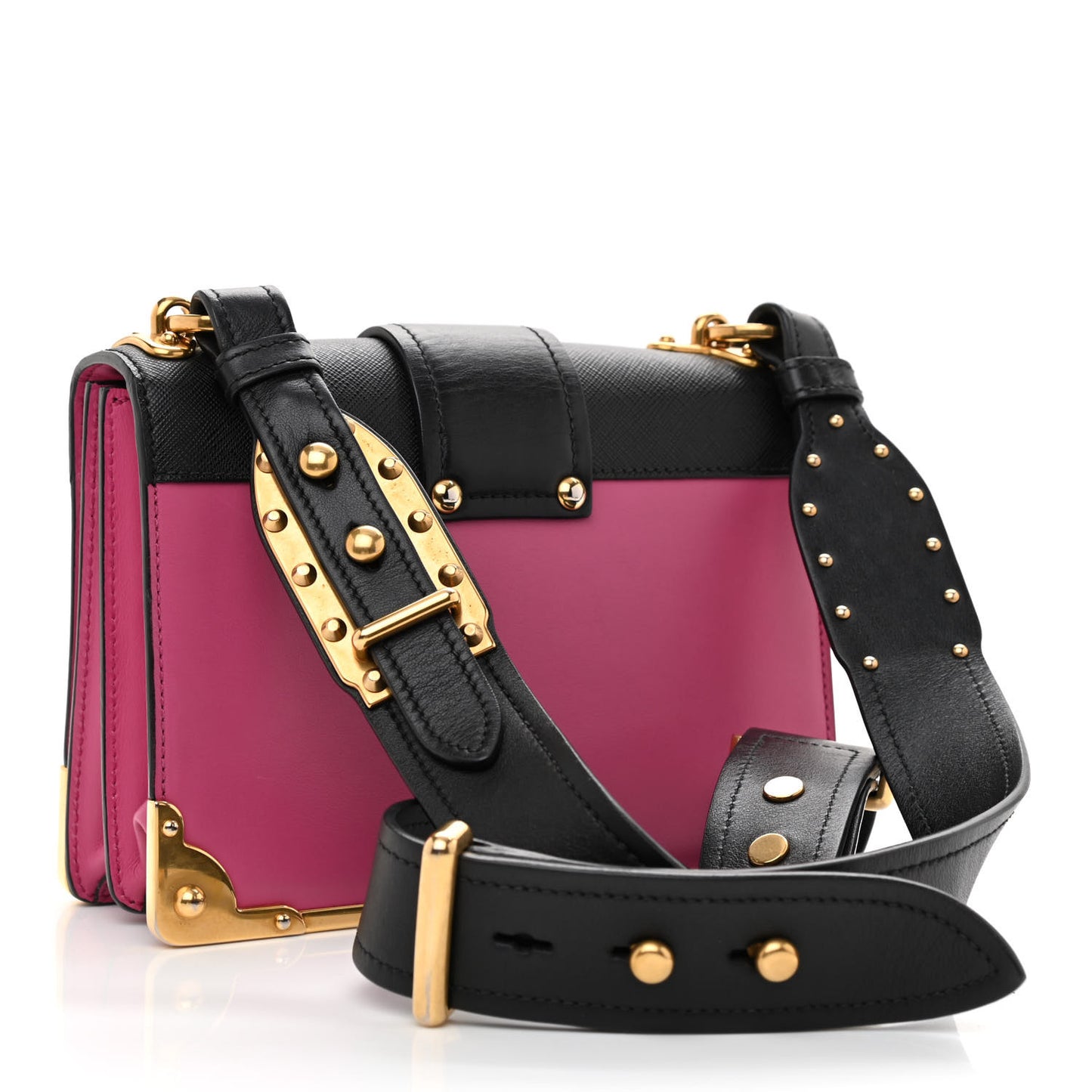 City Calf Saffiano Cahier Bag Fuxia Black