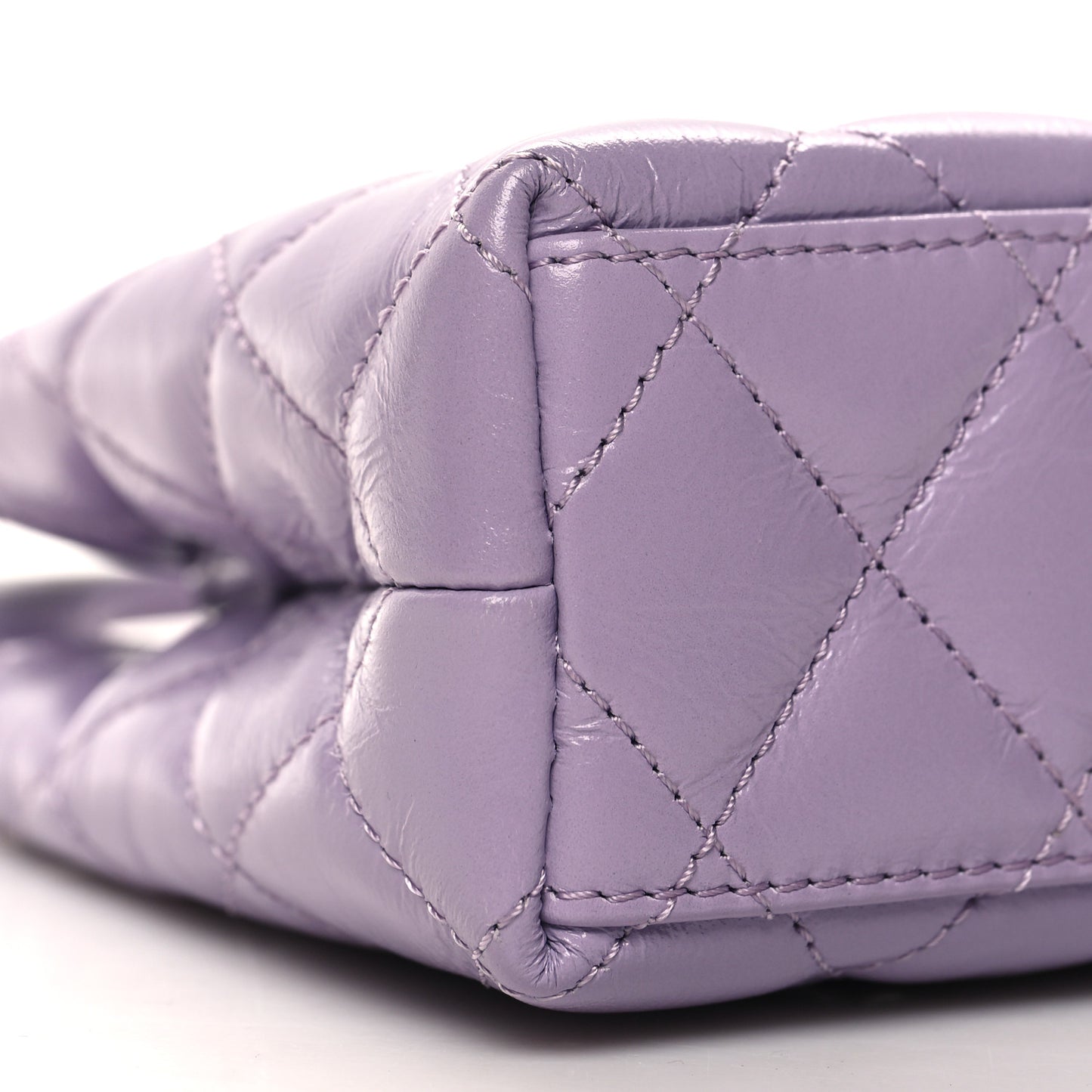 Shiny Aged Calfskin Quilted Nano Kelly Shopper Lilac