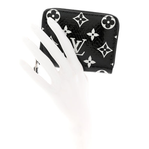 Snakeskin Monogram Zippy Padlock Coin Purse Black