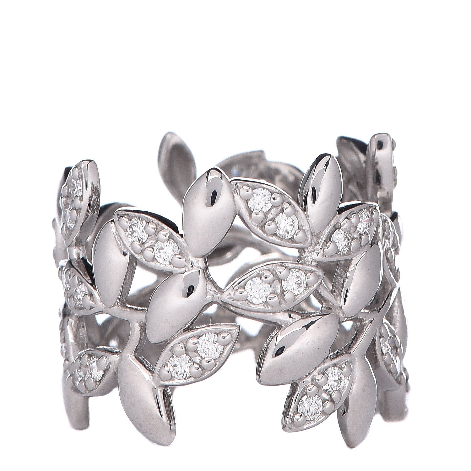 Tiffany & Co. オリーブリング Tiffany 18K White Gold Diamond Paloma Picasso Olive Leaf Band Ring