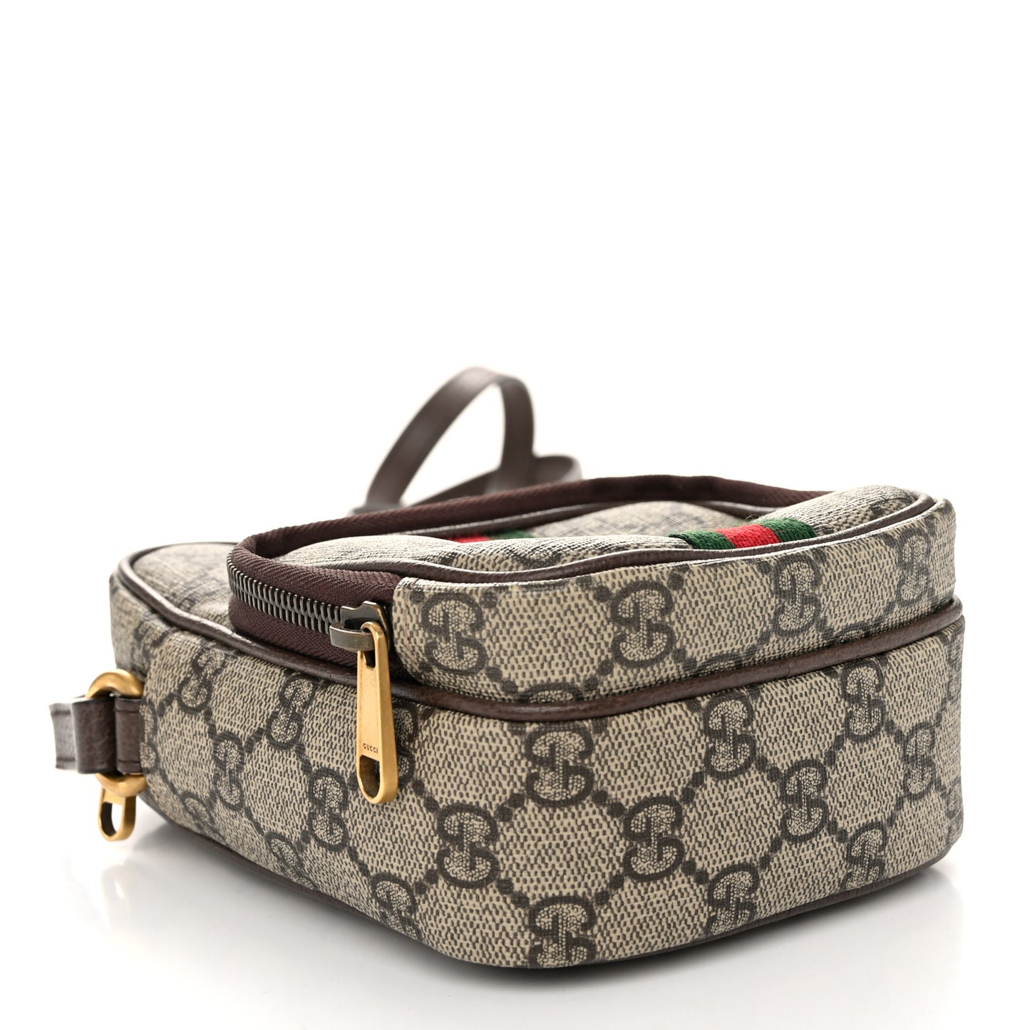 GG Supreme Monogram Web Mini Ophidia Double Zip Messenger Bag Beige New Acero
