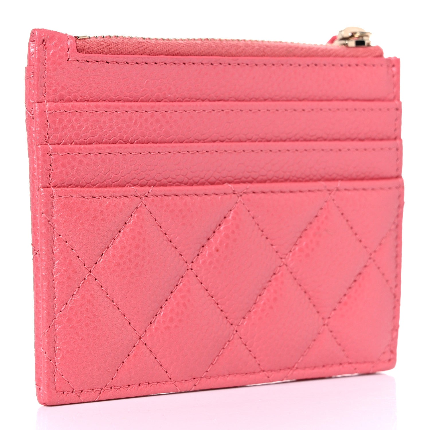 Chanel Caviar Quilted CC Zip Card Holder Pink 3 of 8