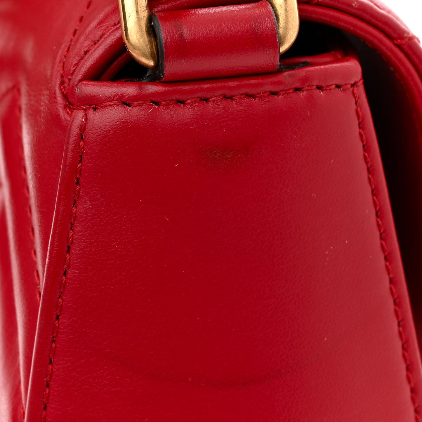 Calfskin Matelasse Mini GG Marmont Top Handle Shoulder Bag Hibiscus Red