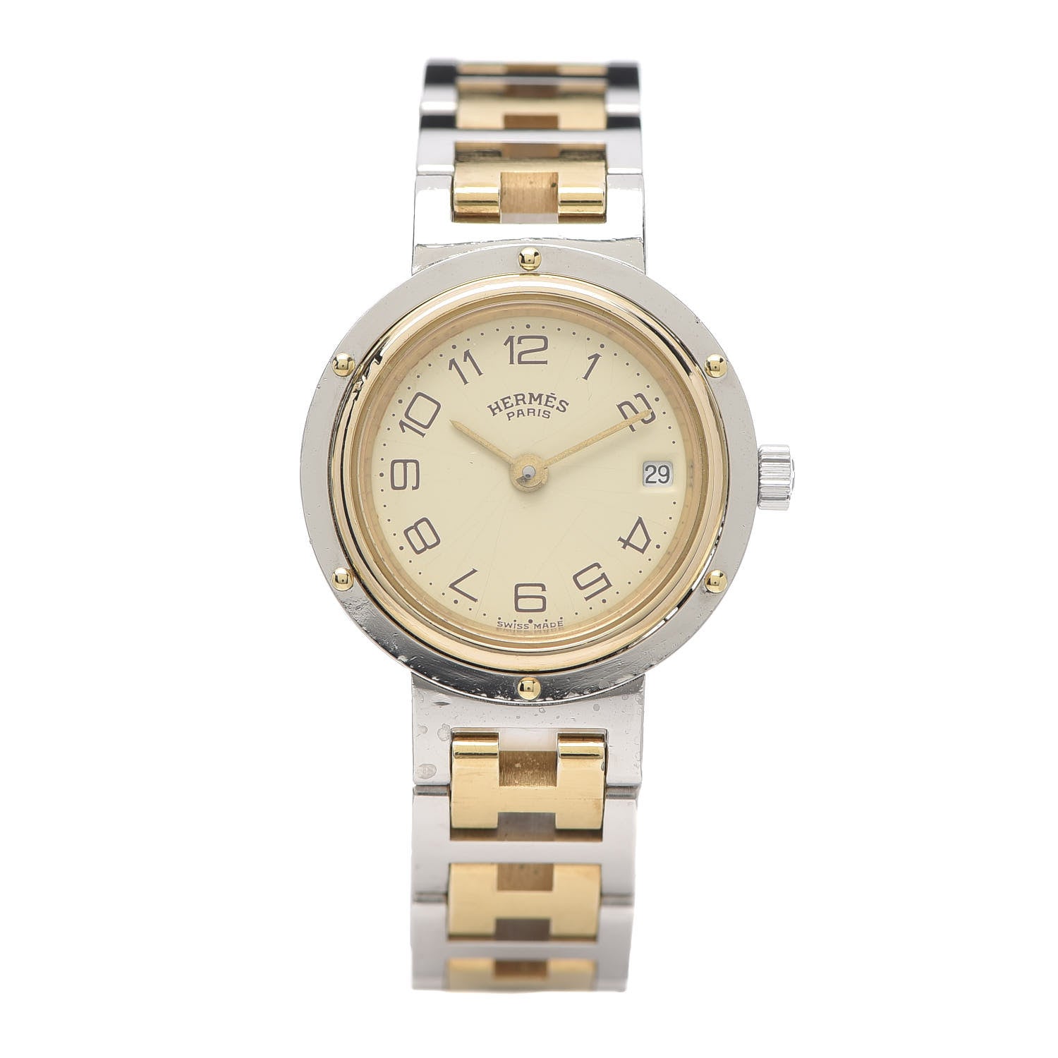 Hermes Stainless Steel 24mm Clipper Quartz Watch Gold 1 of 6