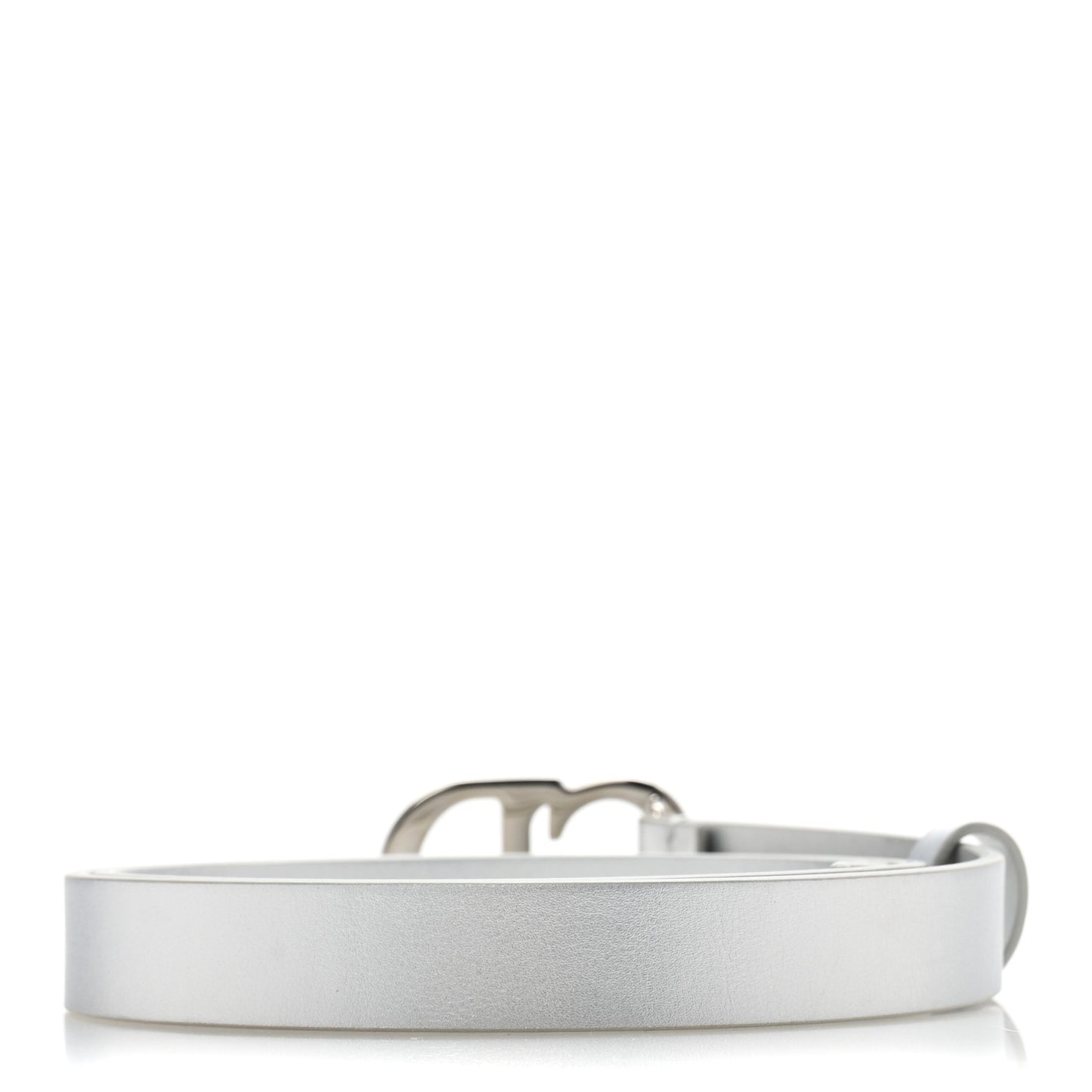 Metallic Calfskin Saddle Belt 80 32 Silver