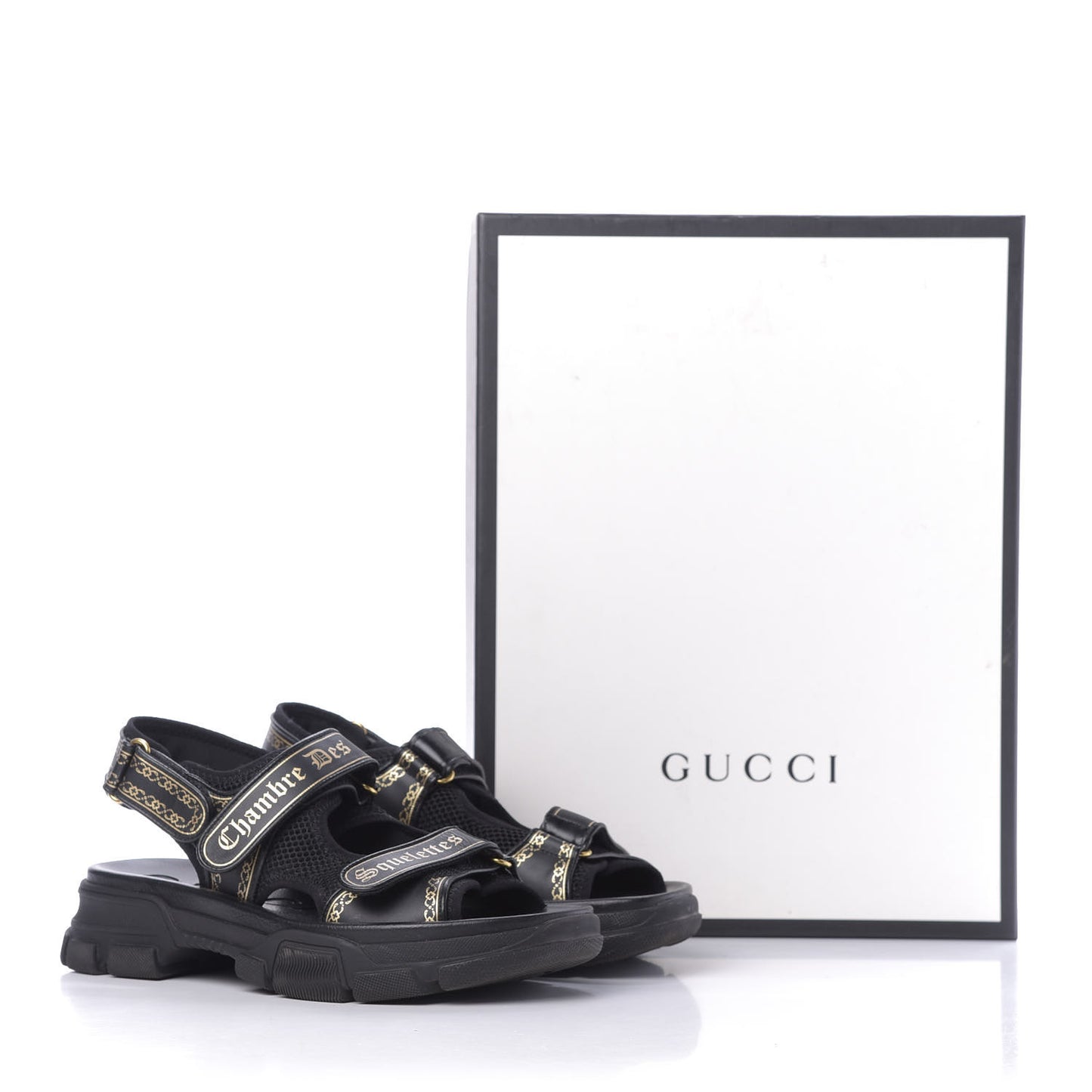 Nappa Mesh Chambre des Squelettes Mens Aguru Sandals 9 Black Gold