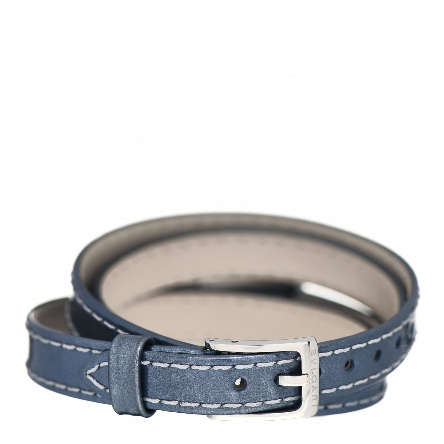 Stainless Steel Calfskin Diamond Bezel 27mm Serpenti Four Wrap Quartz Watch Blue
