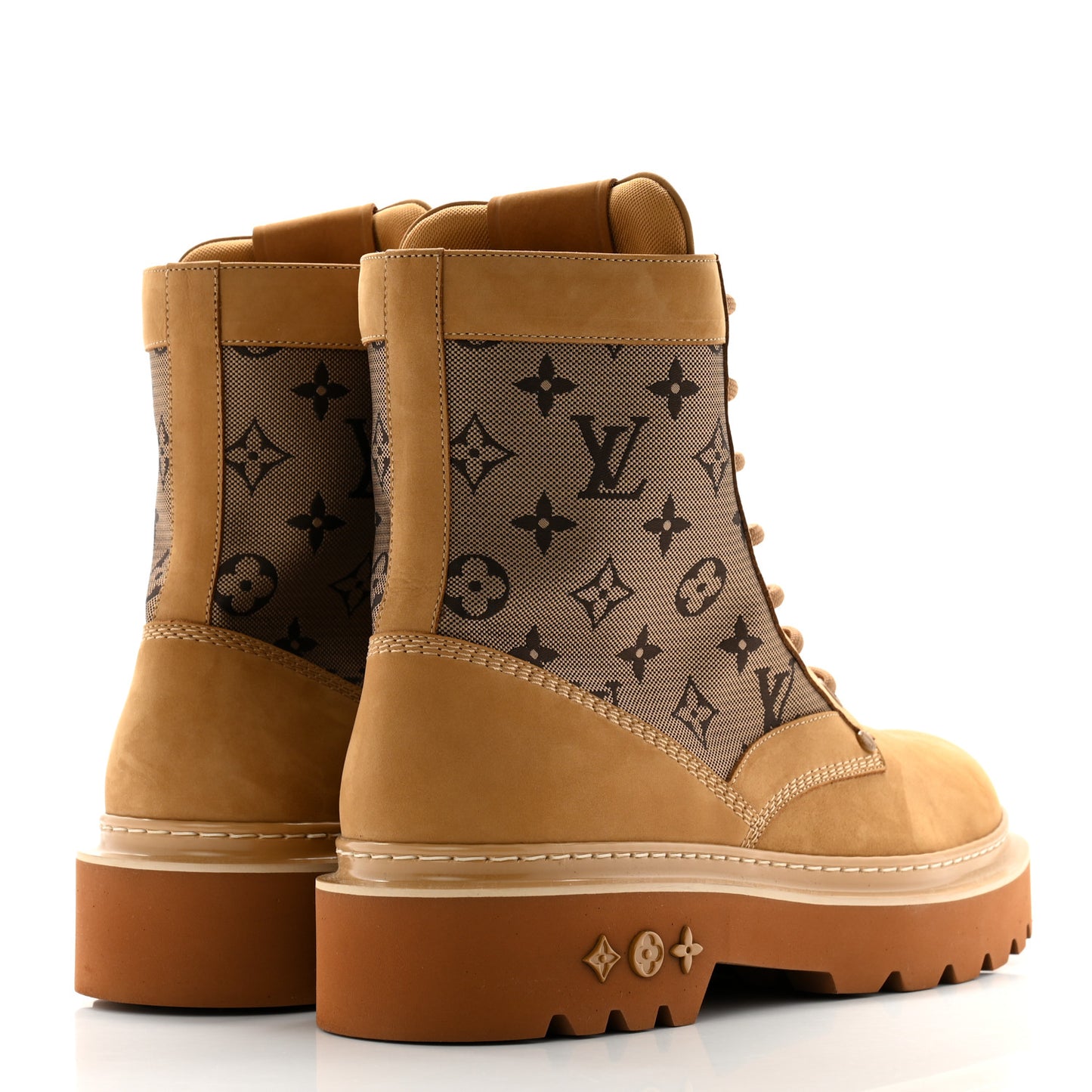 Nubuck Monogram Jacquard Mens Ranger Ankle Boots 10.5 Beige