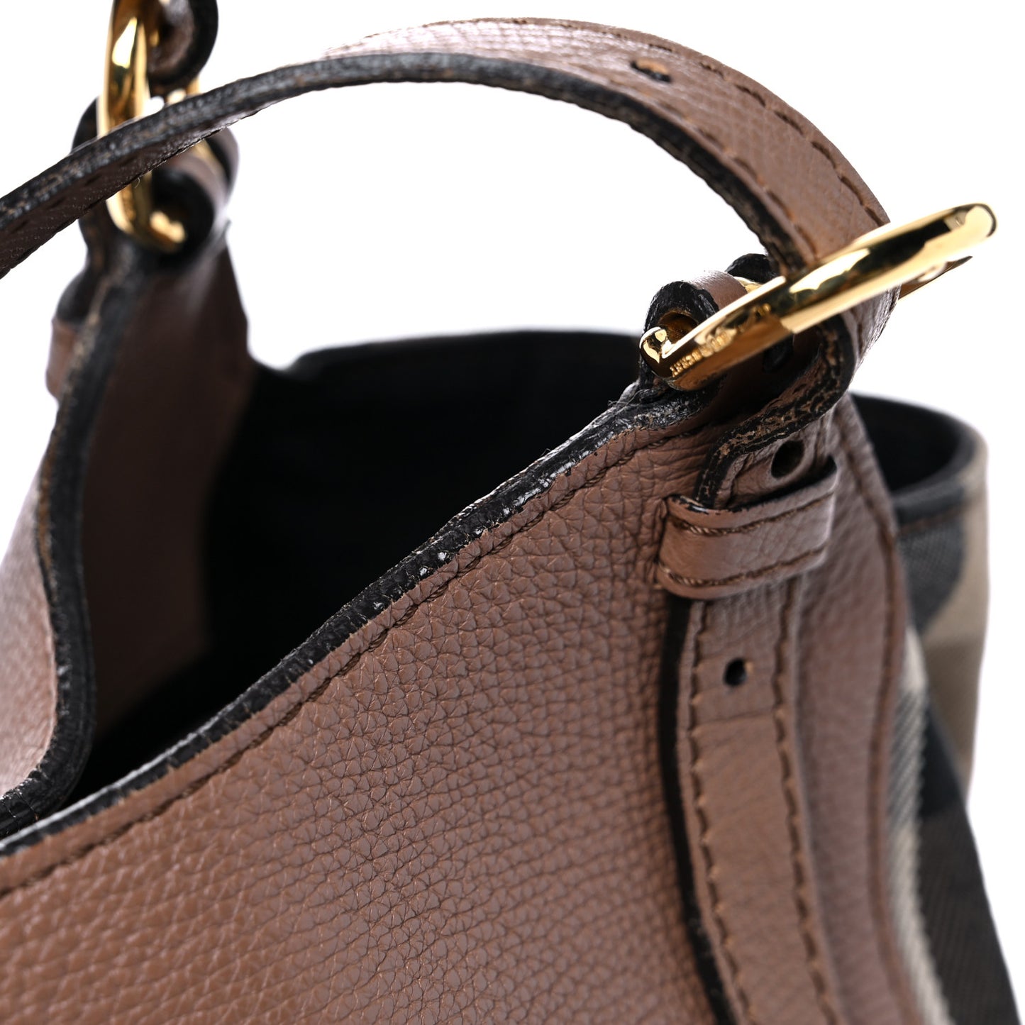 Grainy Calfskin House Check Small Canterbury Tote Tan