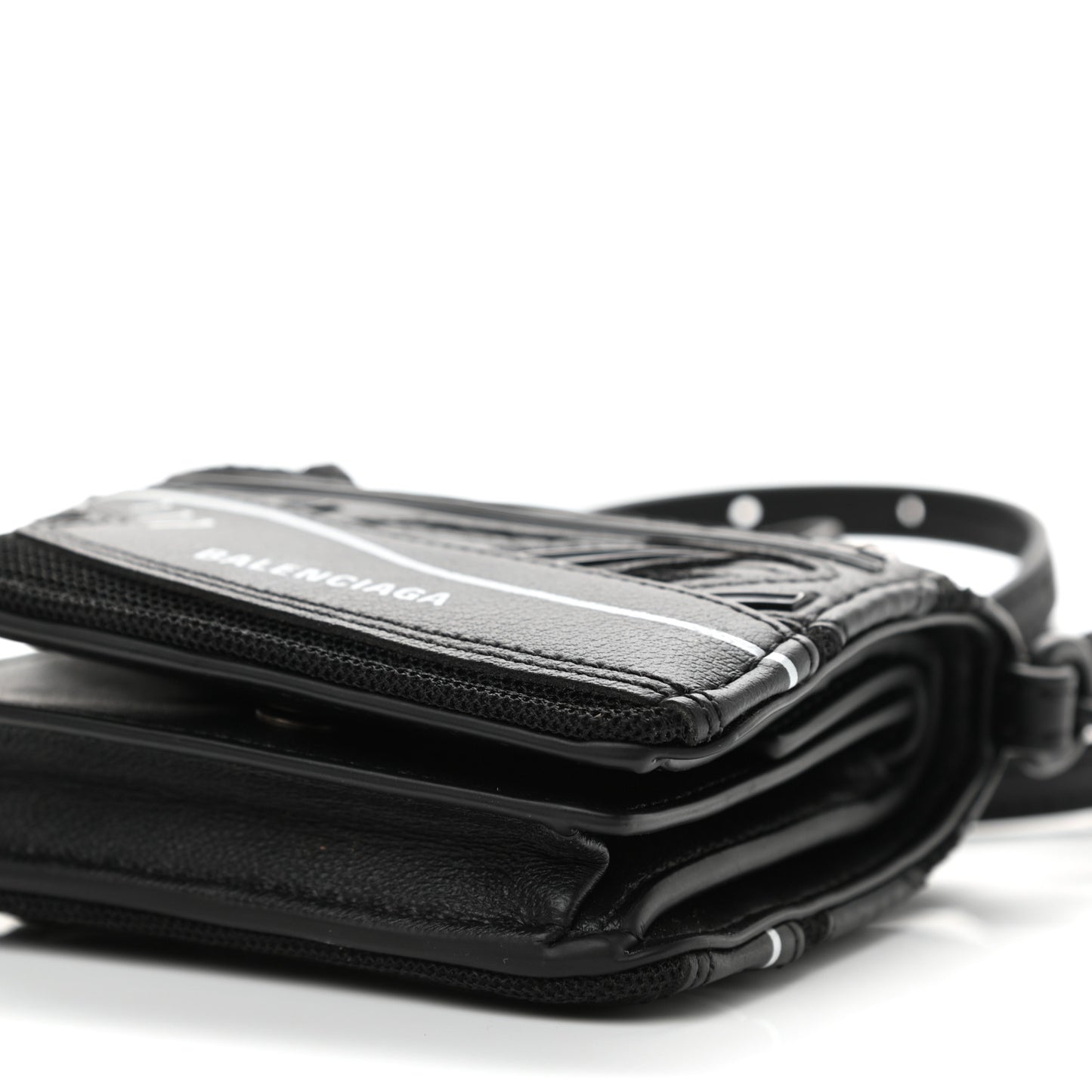 Faux Calfskin Fabric Sneakerhead Crossbody Wallet Black