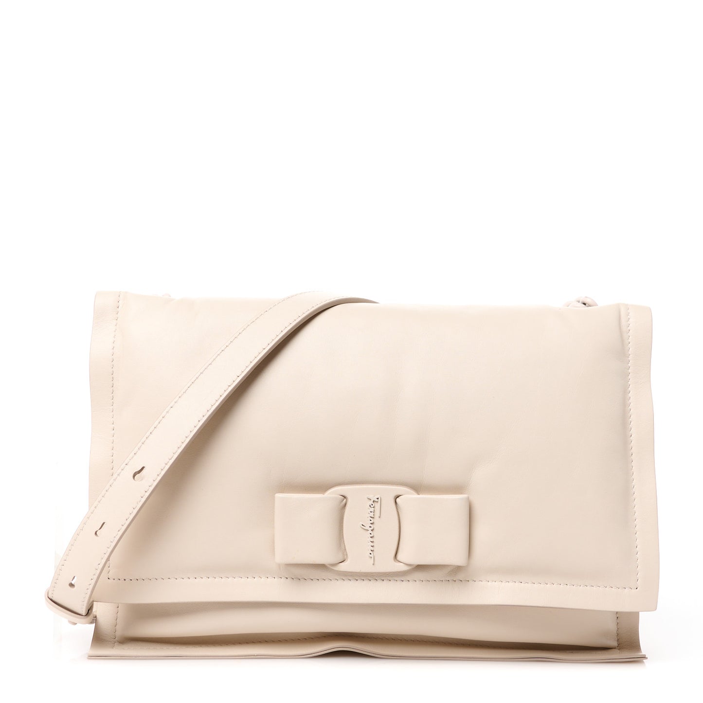 Calfskin Small Viva Bow Shoulder Bag Bone