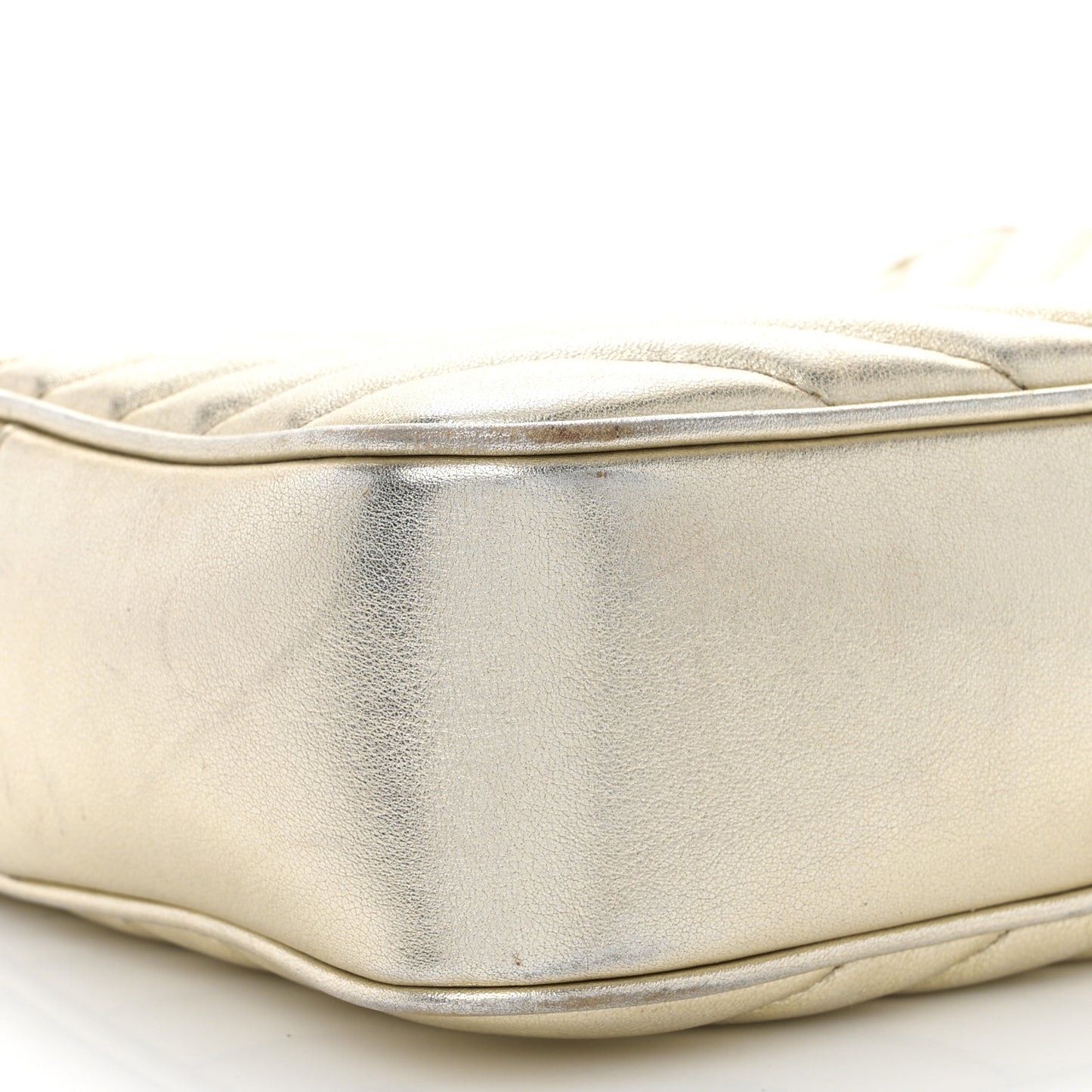 Metallic Calfskin Matelasse Monogram Lou Camera Bag Platino