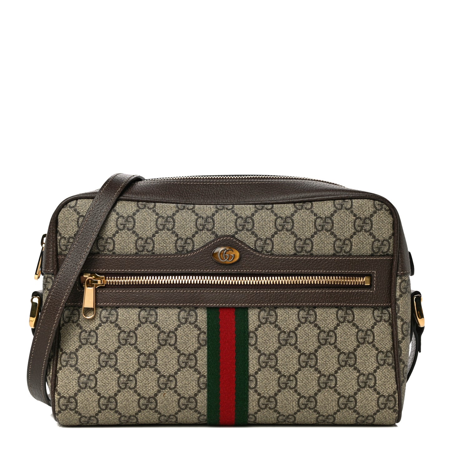 GG Supreme Monogram Web Small Ophidia Shoulder Bag Brown