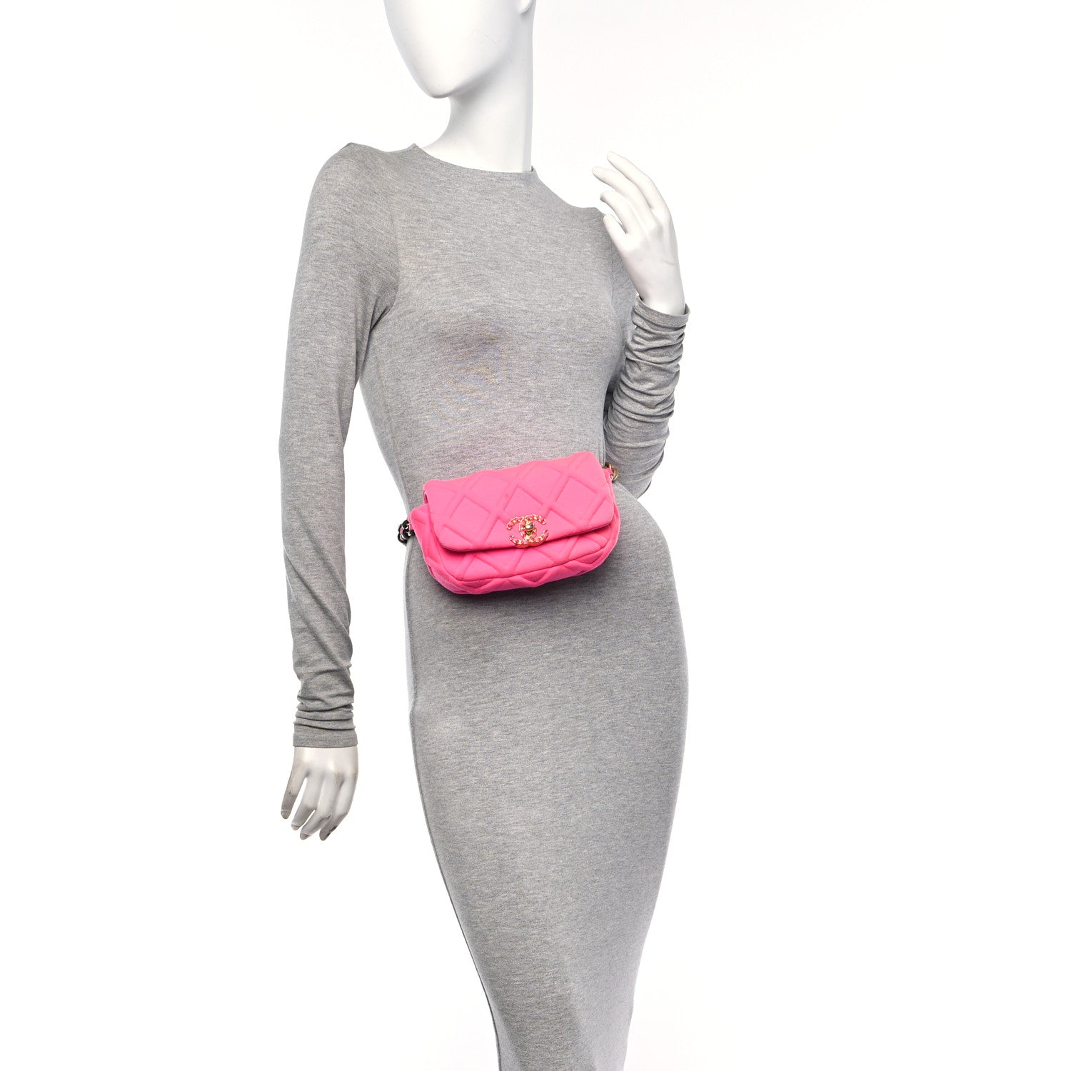 Chanel Jersey Quilted Chanel 19 Waist Bag Pink 3 of 10