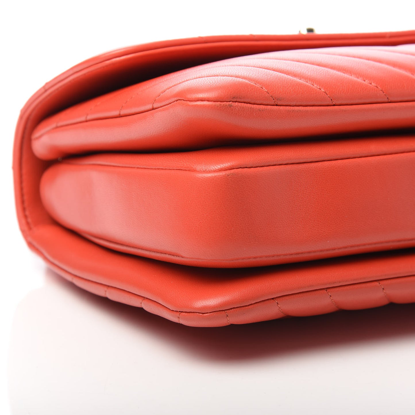Lambskin Chevron Quilted Small Trendy CC Dual Handle Flap Bag Red
