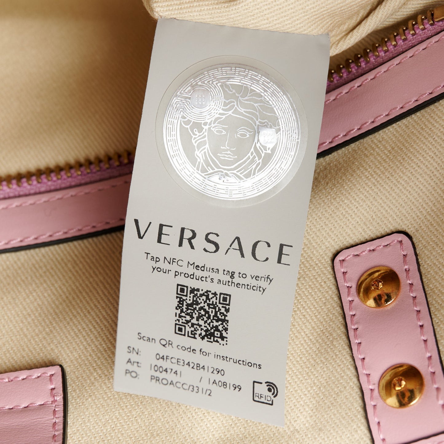 Jacquard Canvas Large Allover Medusa Tote Baby Pink Beige